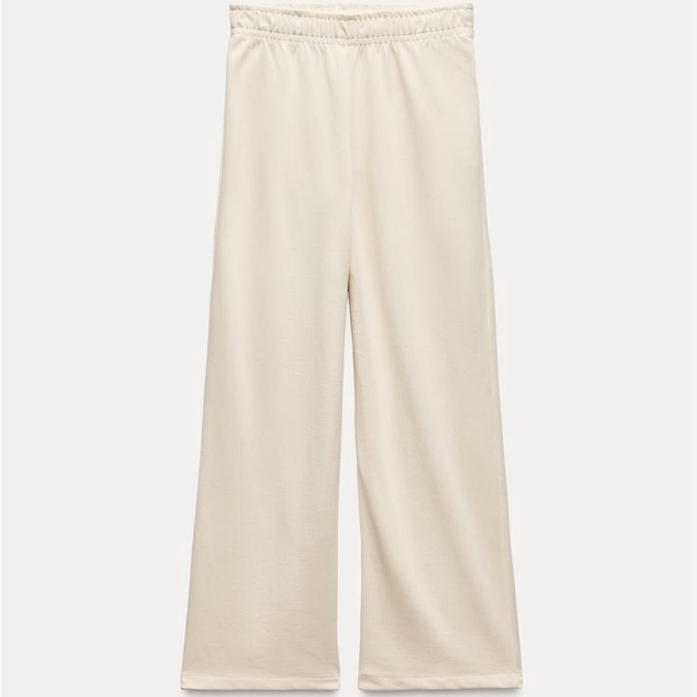 Cream Women's Wide Leg lounge Pants with elastic waistband never worn